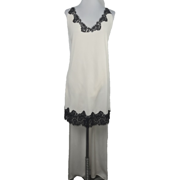 BCBG MaxAzira Silky Hi-Low Lace Detail Sleeveless Slip Dress Medium M - Picture 1 of 8